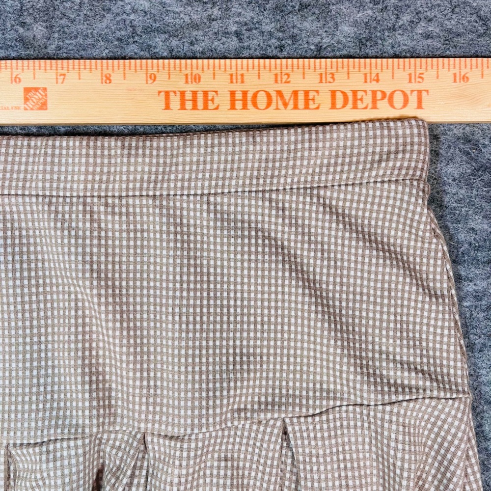 Urban Romantics Pleated Mini Skirt Womens L Tan Gingham Drop Waist Preppy Skater - Picture 8 of 9